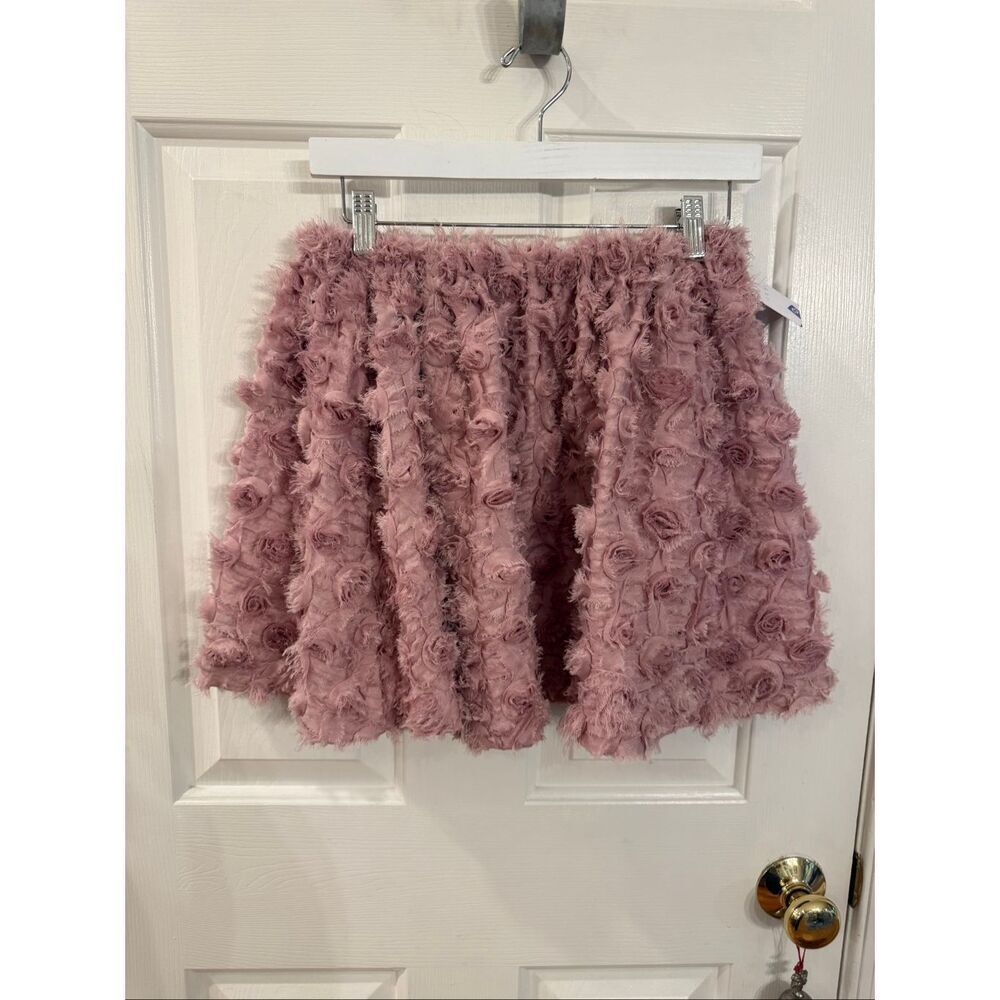 Snidel Mauve Rosette Swing Mini Skirt sz F (free) Medium NWT